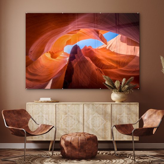 MuchoWow® Peinture sur verre 180x120 cm - Peinture sur verre - Formations rocheuses dans l'Antelope Canyon - Photo sur verre acrylique - Peintures