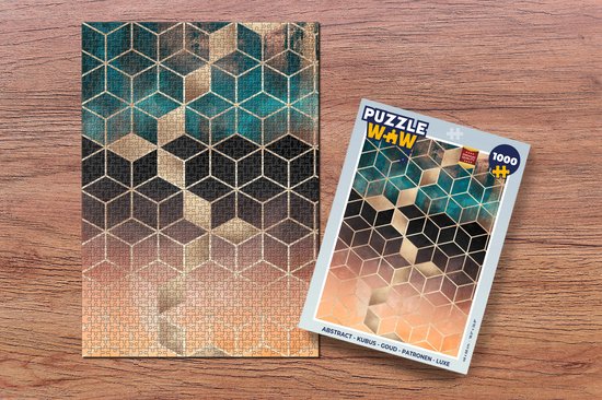 Puzzle Abstrait - Cube - Or - Motifs - Luxe - Puzzle - Puzzle 1000 pièces adultes