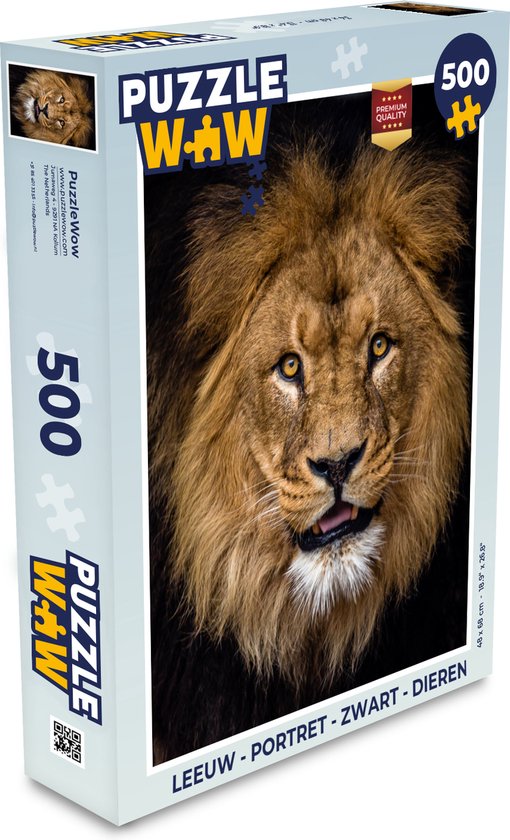 Puzzle Lion - Portrait - Zwart - Animaux - Puzzle - Puzzle 500 pièces