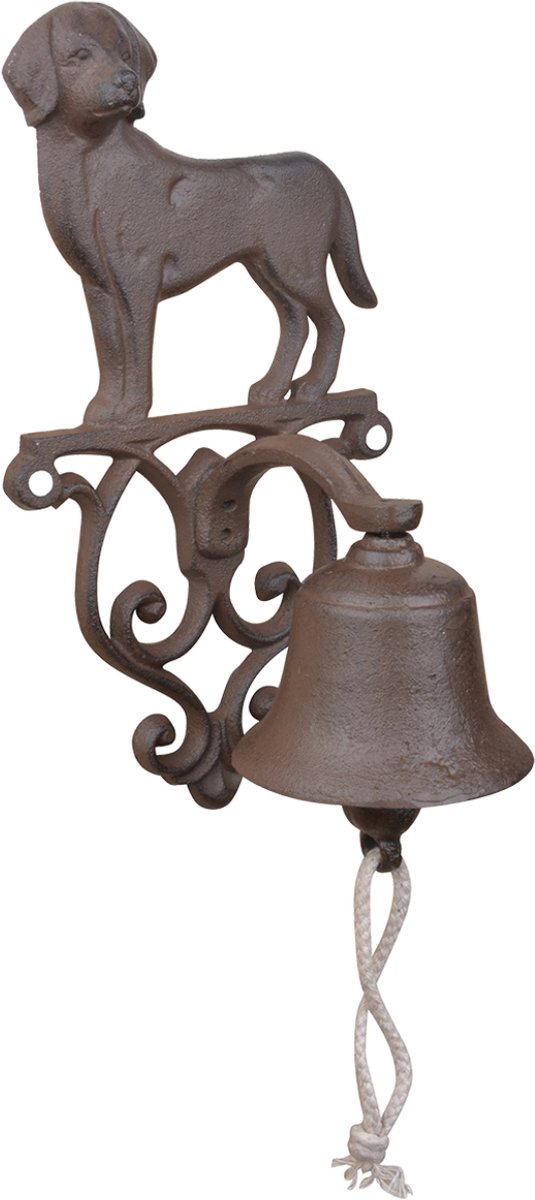 Deurbel hond 25 cm hoog - gietijzer - traditioneel - decoratief - tuindecoratie - voor buiten - rustiek - handgemaakt - cadeau - geschenk - Nieuwjaar - Verjaardag - Kerst