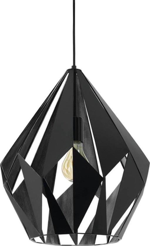 EGLO Carlton 1 Hanglamp - E27 - 38,5 cm - Zwart/Zilver