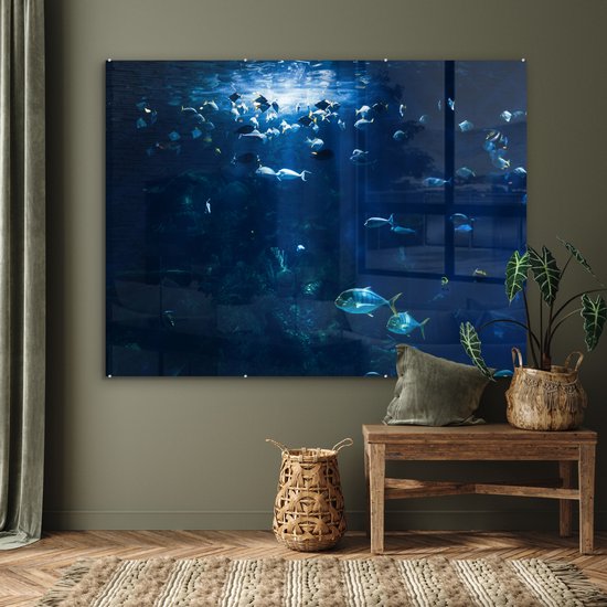 MuchoWow® Peinture sur verre - Pêche dans un aquarium en Norvège - 160x120 cm - Peintures sur verre acrylique - Photo sur Glas