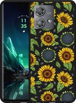 Cazy Hoesje Zwart geschikt voor Motorola Edge 40 Neo Sunflowers