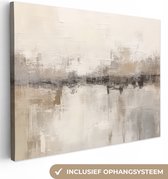 Canvas Schilderij Moderne kunst - Abstract - Beige - 80x60 cm - Wanddecoratie