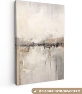 Canvas Schilderij Moderne kunst - Abstract - Beige - 40x60 cm - Wanddecoratie