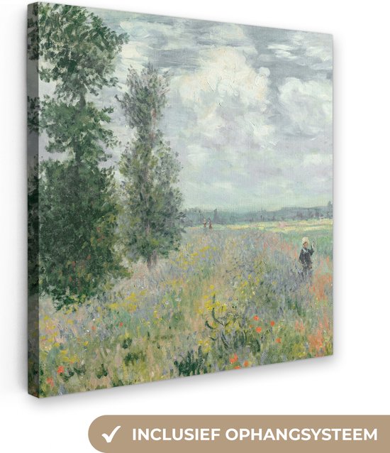 Canvas Schilderij Claude Money - Poppy fields - Kunst - Oude meesters - 90x90 cm - Wanddecoratie