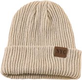 NYC Hat - Beige - bonnet tricoté pour dames - One Size - Chapeau d'hiver - Unisexe - Couleur sable