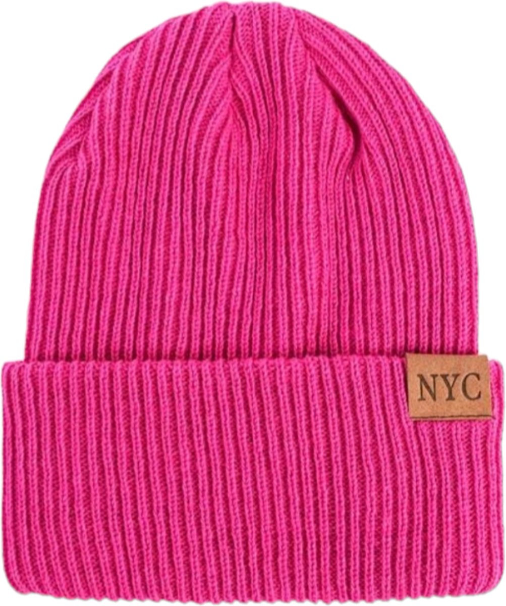NYC Muts - Roze - gebreide dames muts - One Size - wintermuts - unisex