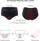 Merkloos-Lekvrije Menstruatie Ondergoed Slipje-Zwarte onderbroek 4 laags Maat S