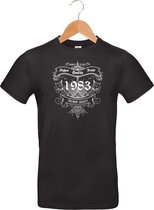 1983 - Classic - Vintage - Qualité Premium - T-shirt - 100% coton - âge - année de naissance - anniversaire et fête - cadeau - cadeau - unisexe - noir - taille S