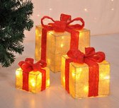 3 decoratieve led-cadeaudozen, timer, kerstdecoratie, verlichte kerstdecoratie