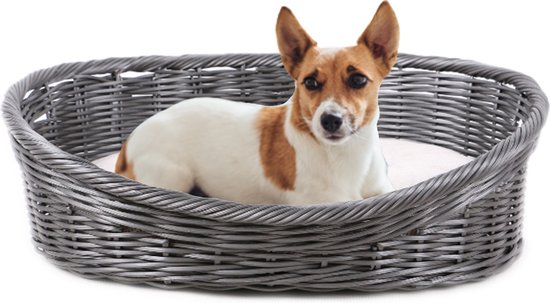 Foto: Maxxpet hondenmand honden mand hondenbed ronde kattenmand incl hondenkussen antraciet 54x40x17 5cm