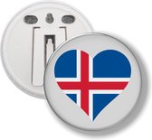 Button Met Clip - Hart Vlag Ijsland