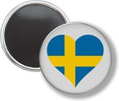 Button Met Magneet - Hart Vlag Zweden - NIET VOOR KLEDING
