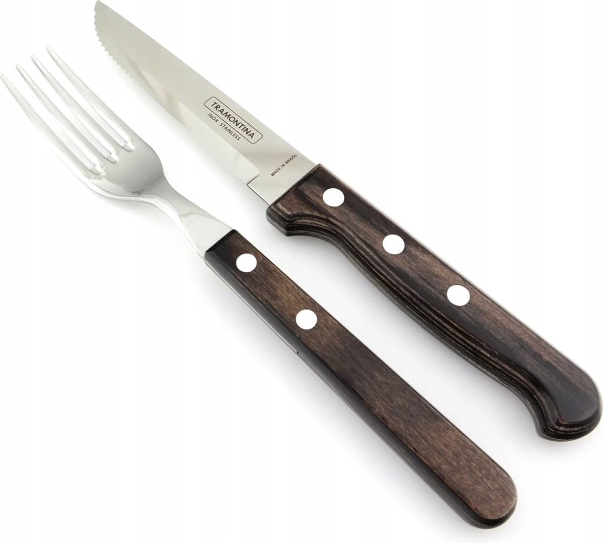 Steakbestek, bruin, echt hout, -gecertificeerd, veilig, vaatwasmachinebestendig (4-