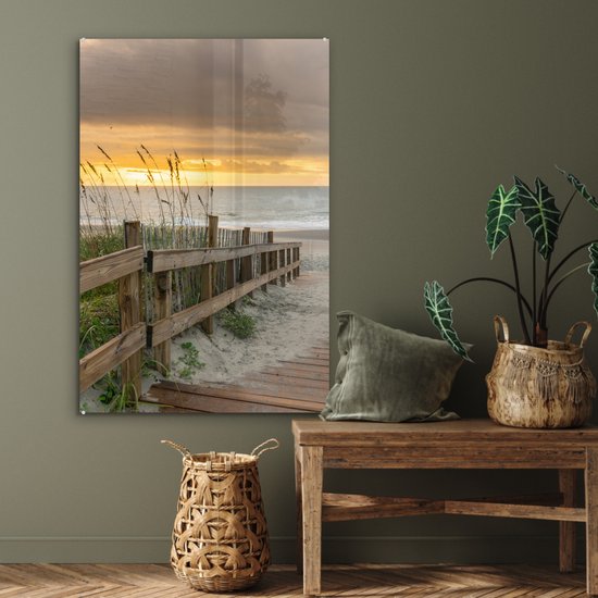 MuchoWow® Peinture sur Verre - Plage - Mer - Dune - Chemin - 80x120 cm - Peintures sur Verre Peintures - Photo sur Glas