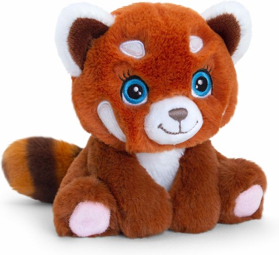 Keel Toys pluche rode Panda knuffeldier - rood/wit - zittend - 16 cm - Luxe kwaliteit knuffels