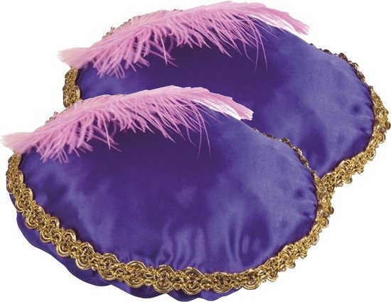 Boland Pieten baret - 2x - met veer - paars - voor kinderen - Pietenmuts