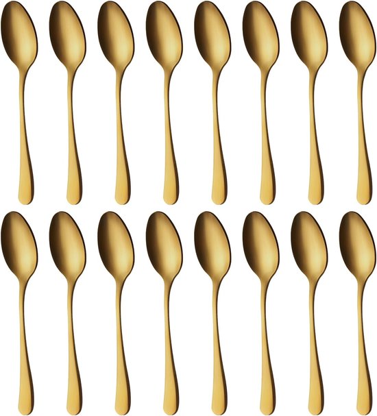 Foto: Matte gouden eetlepel 16 stuks 20 5 cm roestvrijstalen lepel uitstekende serie koffielepels vaatwasmachinebestendig soeplepel ideaal voor huishoudens restaurants feesten enz