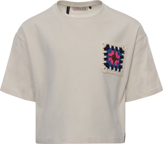 Looxs Oversized Crop T-shirt T-shirts & T-shirts Filles - Chemise - Blanc cassé - Taille 176