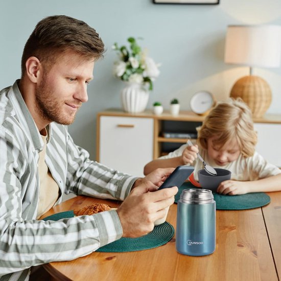 Thermos Alimentaire Isotherme 850 Ml - Acier Inoxydable 304 Intérieur - Garde Au Chaud/froid 12-24h - Avec Cuillère Et Poignée - Couleur Blanc