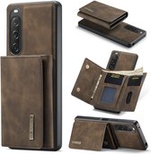 Coque DG Ming pour Sony Xperia 10 V - Coque arrière avec porte-carte magnétique - Coque de téléphone avec porte-carte à l'arrière Coffee
