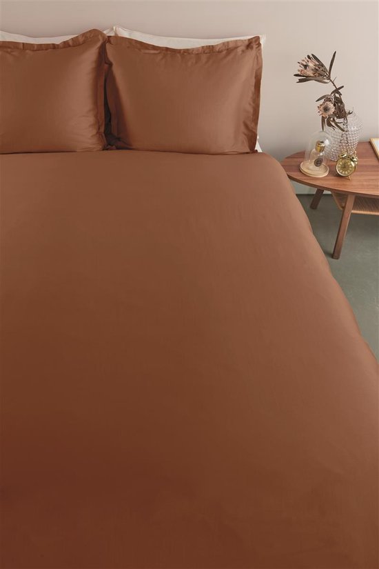 Ambiante Satin Uni dekbedovertrek - Lits-Jumeaux - 240x200/220 cm - Bruin van Ambiante — afbeelding 4