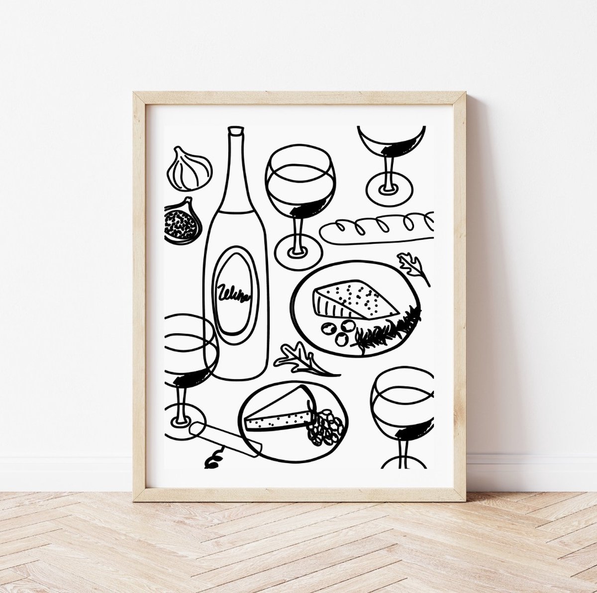 Poster - A3 - wijn & kaas - wijnliefhebber - zwart