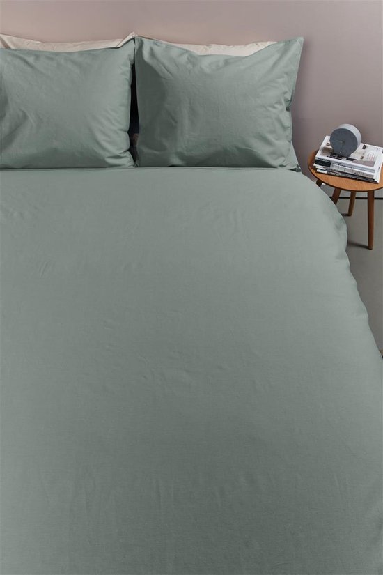 Ambiante Cotton Uni dekbedovertrek - Effen - Tweepersoons - 200x200/220 cm - Groen van Merkloos — afbeelding 4