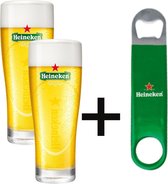Bierglas Cadeau Pakket 2x Heineken Elipse 25cl + Heineken Opener (2 Bierglazen Kerst Kado) Mancave