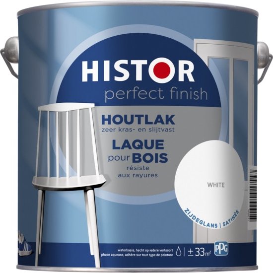 Histor Perfect Finish Houtlak Zijdeglans - Krasvast & Slijtvast - Dekkend - 2.5L - White - Wit