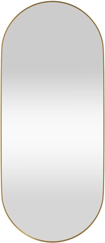 vidaXL - Spiegel - wandgemonteerd - 30x70 - cm - ovaal - goudkleurig