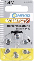Conrad energy ZA10 Knoopcel Zink-lucht 1.4 V 90 mAh 6 stuk(s)