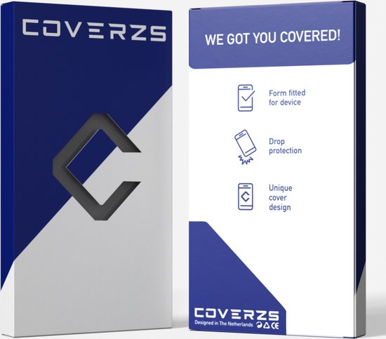 Emballage bleu et blanc avec "WE GOT YOU COVERED!" et informations sur le produit.