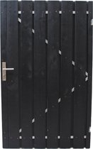 Schuttingdeur tuindeur tuinpoort zwart gespoten inclusief stalen frame en cilinderslot 110 x 180 (rechtsdraaiend)