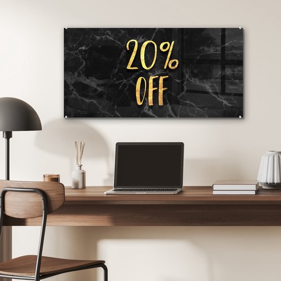 Peinture sur verre MuchoWow® 80x40 cm - Peinture acrylique sur verre - Sale - Or - Marbre - Photo sur verre - Peintures