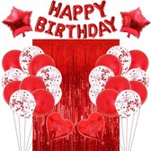 Verjaardag versiering - slingers verjaardag - Happy Birthday Slinger & Ballonnen - Folieballonnen letters - Helium ballonnen - Versiering & decoratie verjaardag - Ballonnen Rood