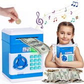 Tirelire électronique pour enfants, tirelire numérique avec code, cadeaux d'anniversaire pour garçons et filles de 5 à 12 ans, mot de passe automatique ATM Penny Cash Saving Bank (Blauw)