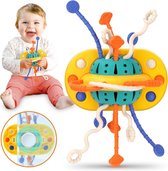 Montessori speelgoed voor 1 jaar oud, zuignap siliconen pull string speelgoed, fijne motoriek reizen speelgoed, sensorisch vroege educatieve activiteit speelgoed baby peuters