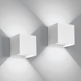 Goeco Wandlamp 2 stuks - Geschikt voor binnen en buiten - Buitenlamp - Industrieel - Wandlampen - Wit - 6000K - koel wit licht