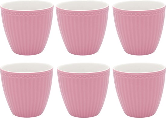 Set van 6x Stuks Beker (latte cup) GreenGate Alice dusty rose 300ml Ø 10cm