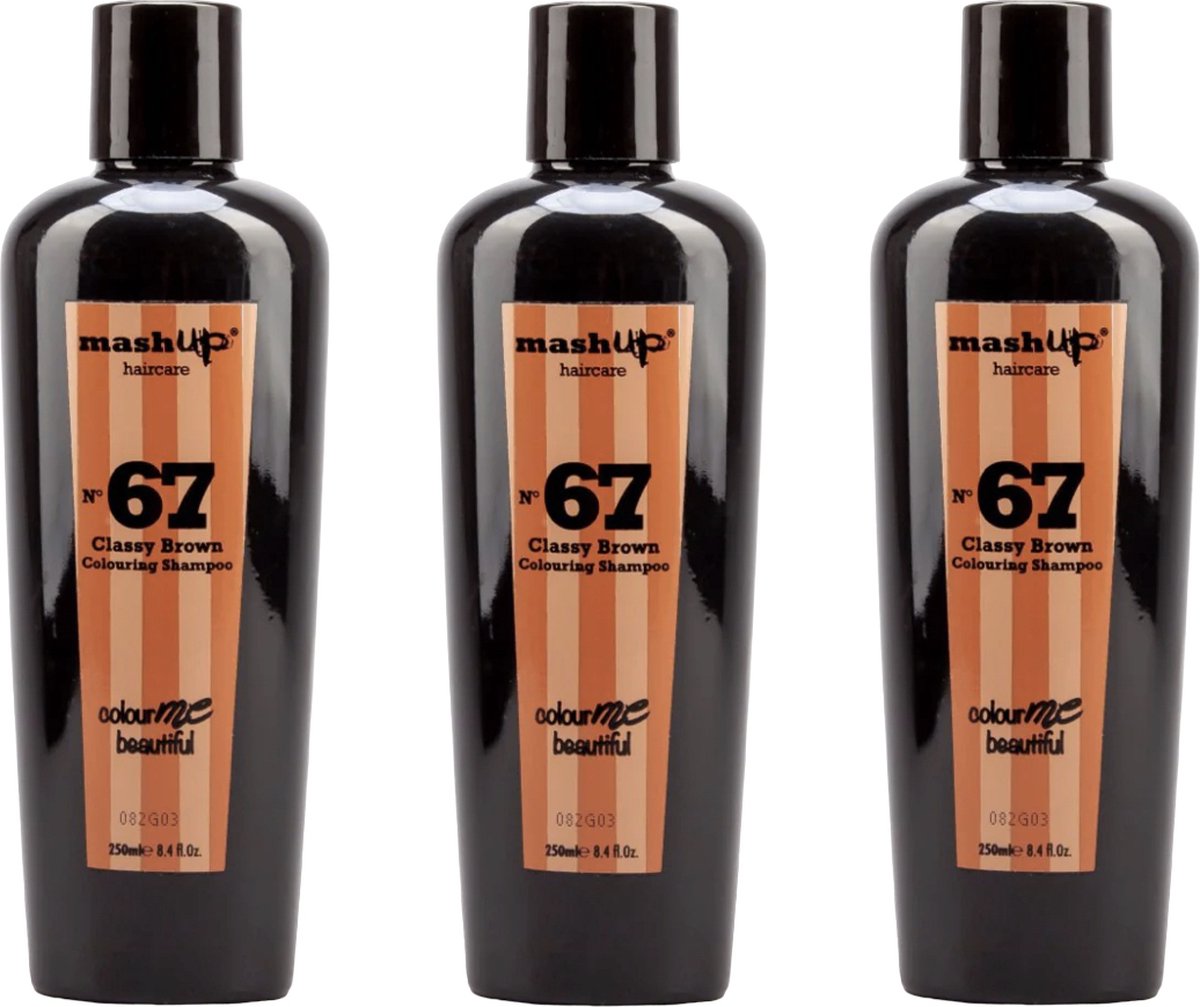 mashUp haircare Colour Me Beautiful N° 67 Classy Brown Colouring Shampoo 250ml – 3 Stuks