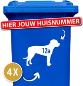 Container sticker - klikostickers - kliko sticker voordeelset - 4 stuks - Rottweiler - container sticker huisnummer - wit - vuilnisbak stickers - container sticker hond