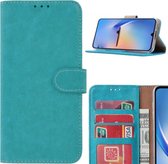 Samsung A14 Bookcase Telefoon hoesje Stevige Portemonnee Wallet Case – Pasjeshouder - Kunstleer - Turquoise