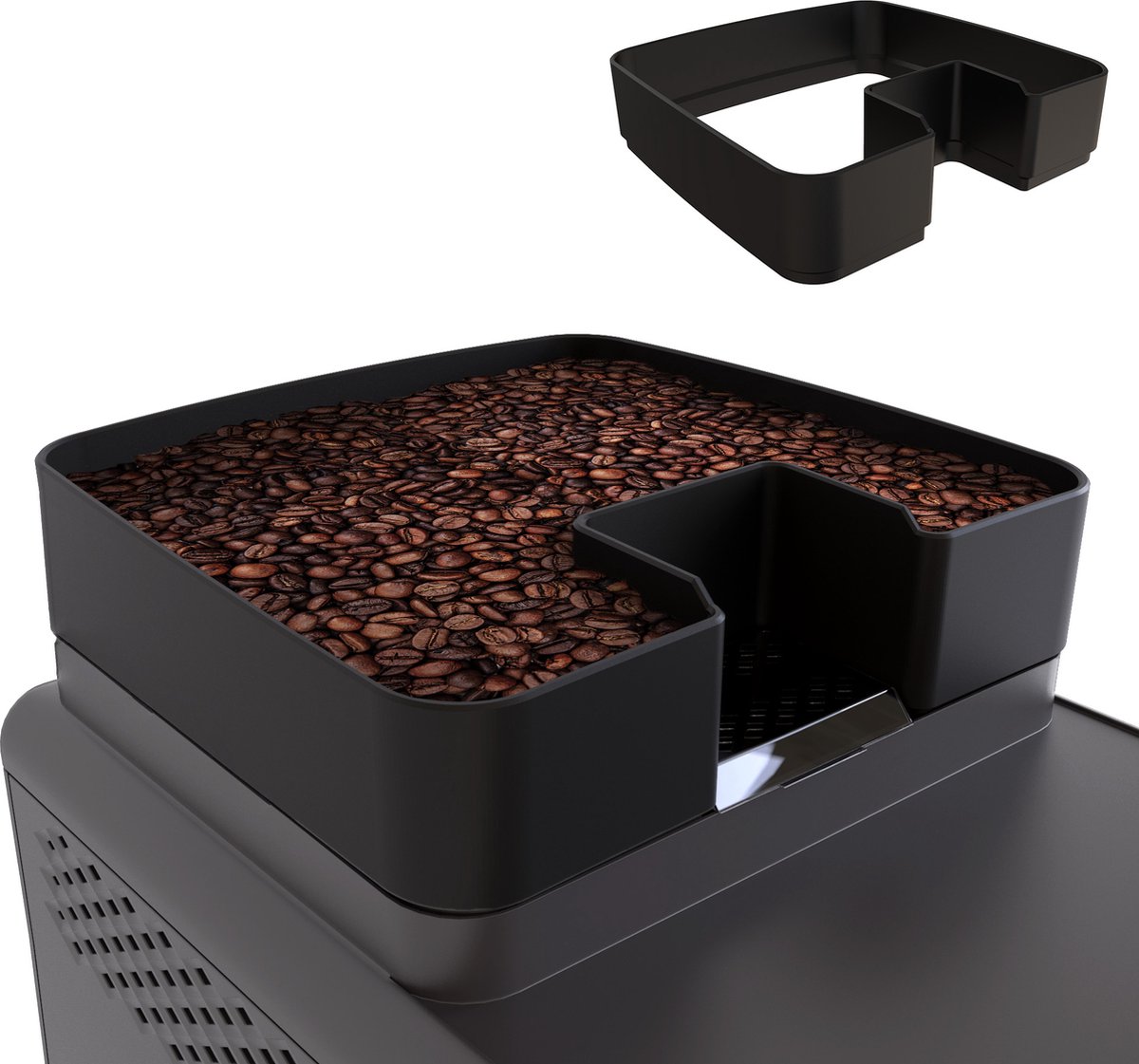Lux3D Koffiebonenhouder uitbereiding geschikt voor Phillips EP 1200 – 2200 – 5400 - Geeft extra capaciteit aan jouw machine - Accessoire voor Phillips koffiemachine - 1,4L