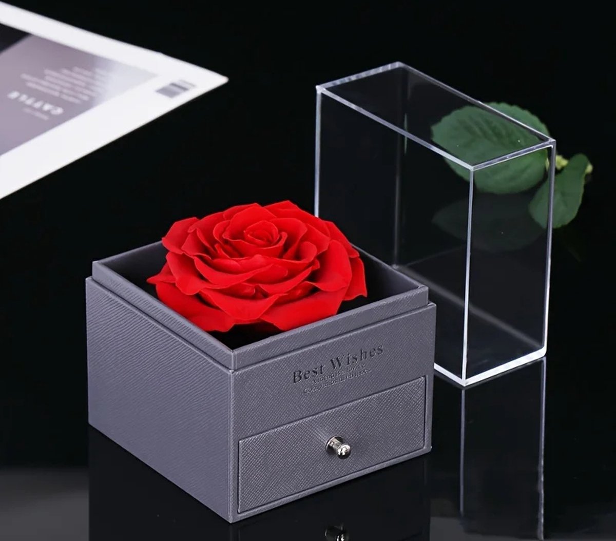 Eeuwige roos dameshalsketting, cadeau voor haar, roze, cadeau met I Love You -halsketting, voor dames, vrouw, vriendin, moeder, voor verjaardag, Valentijnsdag, Moederdag, Kerstmis (rood