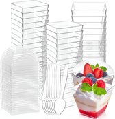 Herbruikbare Plastic Dessertlepels - Pak van 50 - Elegante Lepels voor IJs, Mousse, Pudding - Hoogwaardig en Duurzaam - Vaatwasserbestendig