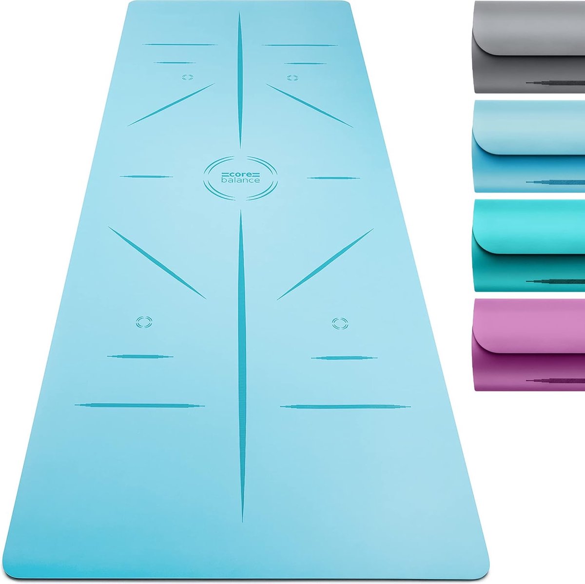 Yogamat, draagriem, tas en yogablok, gymnastiekmat, antislip, van natuurlijk rubber, PU, fitnessmat, 190 x 68 x 0,5 cm, trainingsmat voor fitness, sportmat, zwart