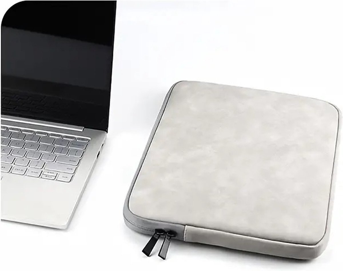 Laptophoes - Laptophoes 14,1 / 15.4 inch - Laptoptas geschikt voor Macbook, Laptop en Chromebook 14 & 15 inch Sleeve - Hoes -Tas - lichtgrijs