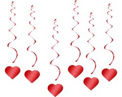 Hartjes Valentijn Decoratie Valentijn Versiering Hangdecoratie Swirl Hart Slinger Huwelijk Feest Versiering Rood - 6 St